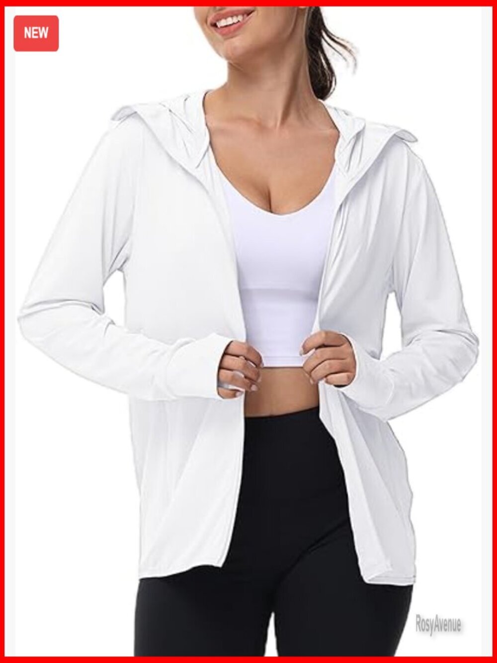UPF 50+ Lightweight Athletic Hoodie Jacket Full Zip Long Sleeve Hiking Running